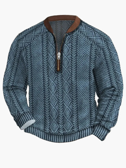 Herren Strickpullover im Street Style mit halbem Reißverschluss – Modischer Freizeitpullover für Frühling und Herbst