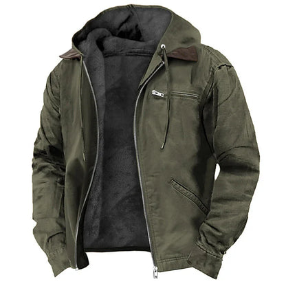 Herren Winterjacke mit Kapuze, Teddyfutter & Reißverschluss