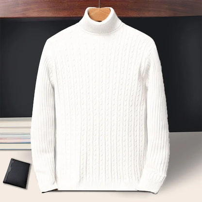 Rollkragenpullover für Herren mit Zopfmuster