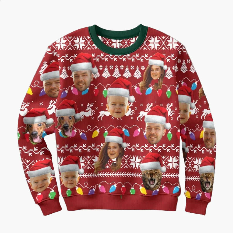 Unisex Weihnachts-Sweatshirt mit Fotodruck – Lustiger Ugly Christmas Pullover für festliche Anlässe