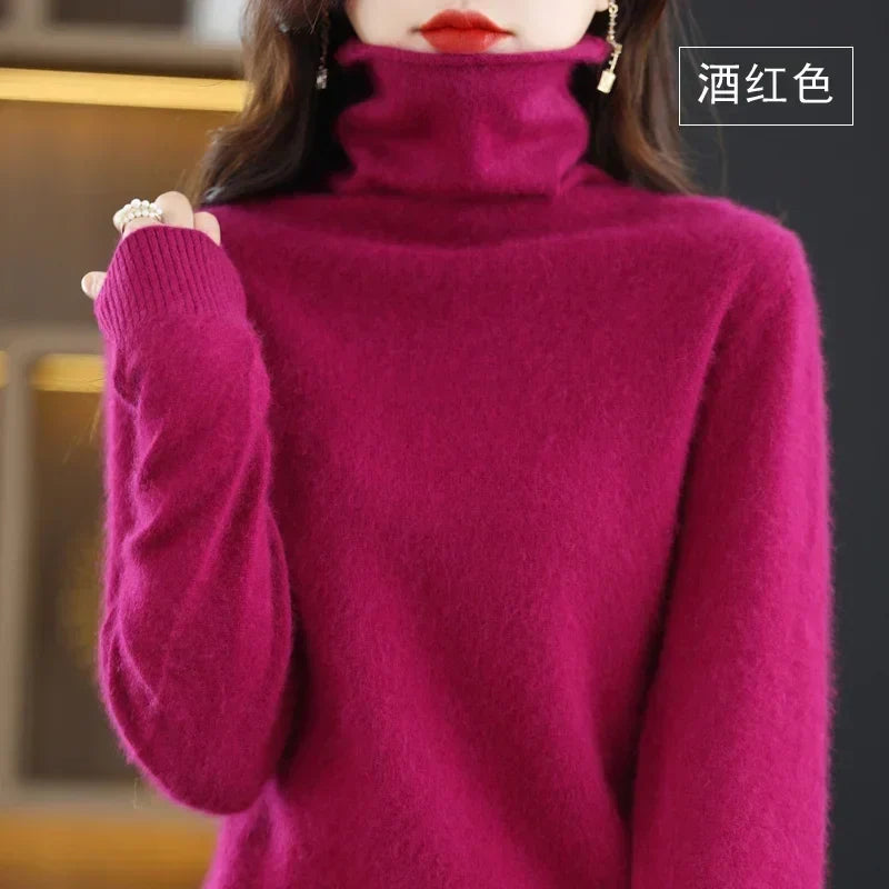 Damen Rollkragenpullover mit langen Ärmeln, weiches Material