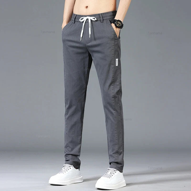 Herren Freizeithose Elastischer Bund Kordelzug Hellblau