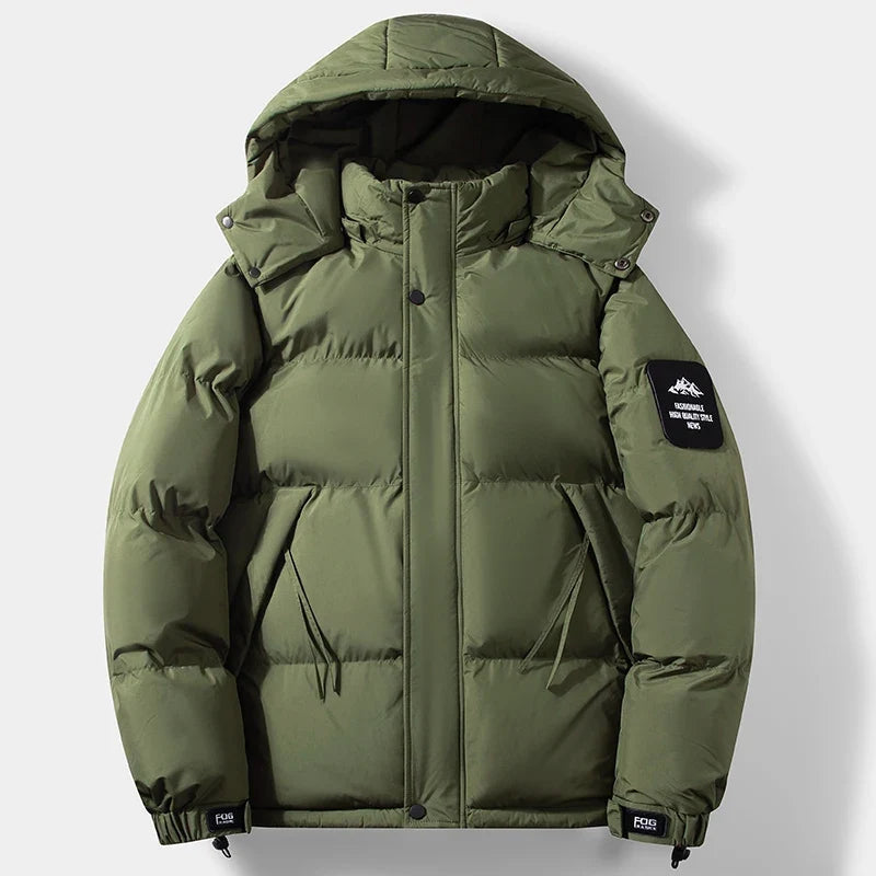 Unisex Steppjacke mit Kapuze und Reißverschluss, gesteppte Winterjacke