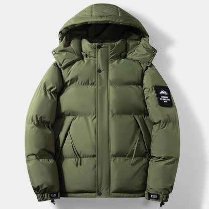 Unisex Steppjacke mit Kapuze und Reißverschluss, gesteppte Winterjacke
