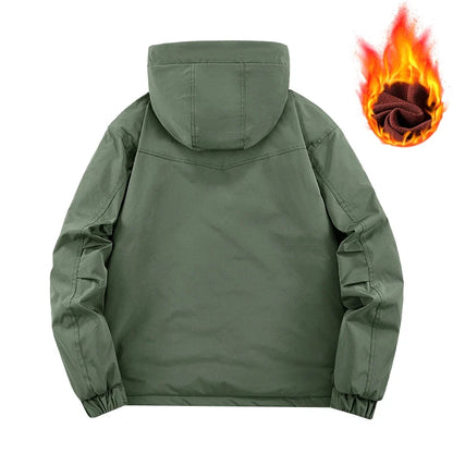 Herren Winterjacke mit Kapuze Fleece-Futter Militärgrün