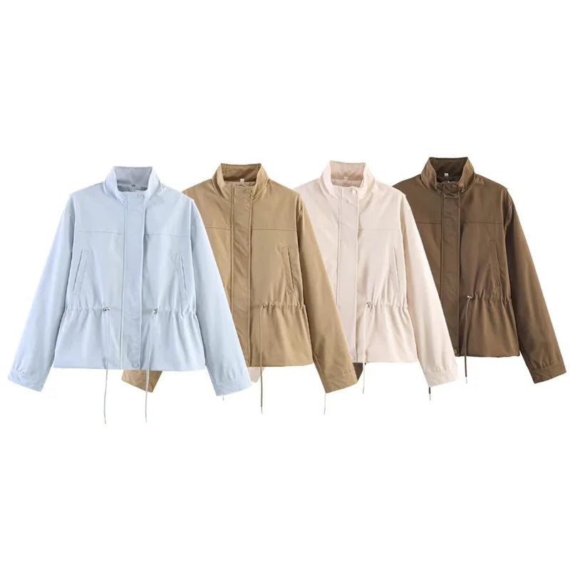 Damen Jacke mit Stehkragen & Tunnelzug Hellblau