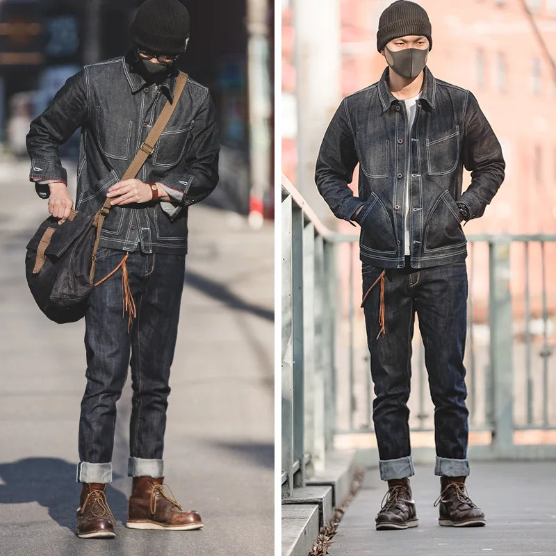 Herren Jeans Dunkelblau Selvedge Denim mit Back Cinch Design