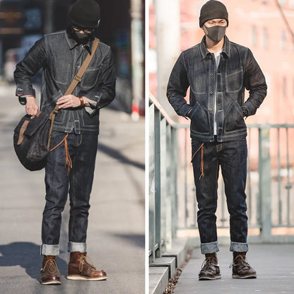 Herren Jeans Dunkelblau Selvedge Denim mit Back Cinch Design