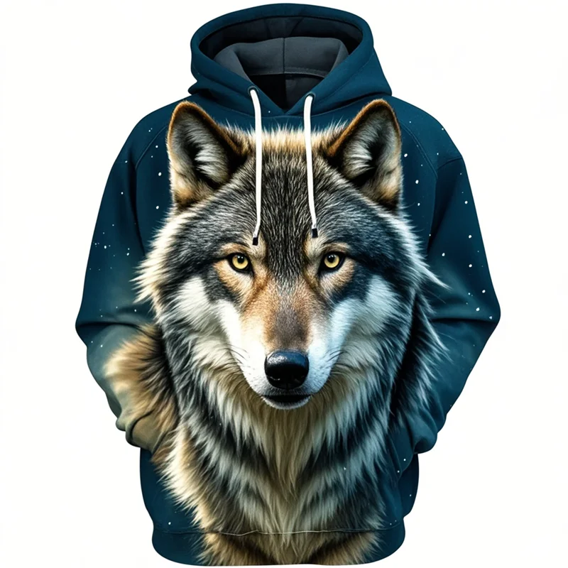 Hoodie Unisex Löwenkopf-Print mit Kapuze Kängurutasche