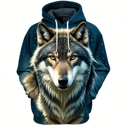 Hoodie Unisex Löwenkopf-Print mit Kapuze Kängurutasche