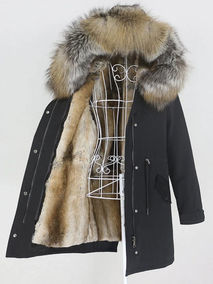 Winterparka mit Kapuze und Futter in Felloptik