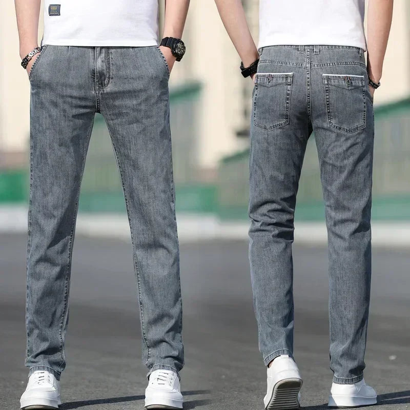 Herren Jeans Hose Grau Gerade Passform
