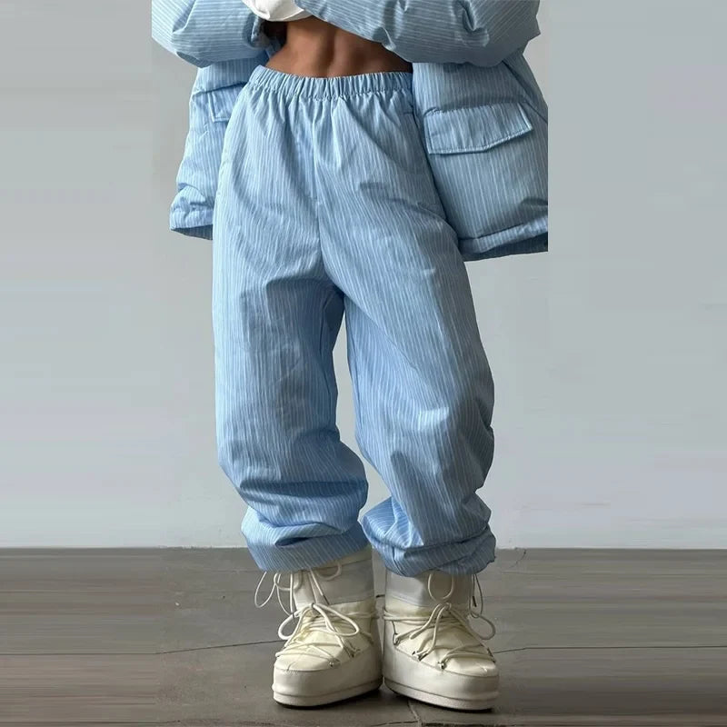 Damen Oversize Steppjacke Gemustert mit Kapuze