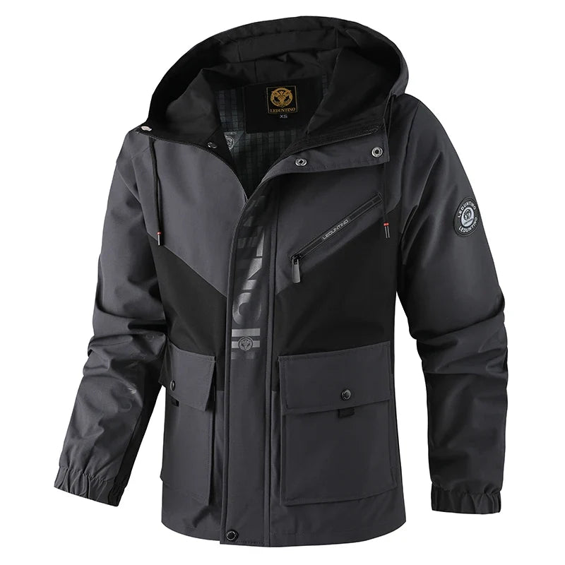 Herren Outdoor Jacke mit Kapuze & Reißverschluss Mehrfarbig