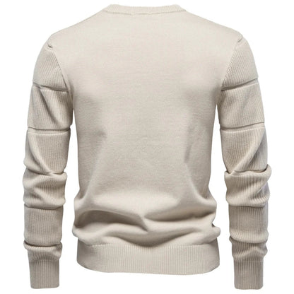 Herren Rippstrick Pullover Rundhals mit Strukturstreifen