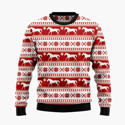 Unisex Lustiger Weihnachtspullover mit lachendem Pferde-Motiv – Perfekt für Ugly Christmas Sweater Partys