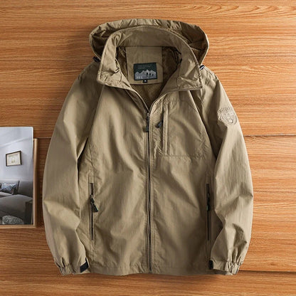 Herren Outdoor Jacke mit Kapuze und Reißverschluss Übergangsjacke