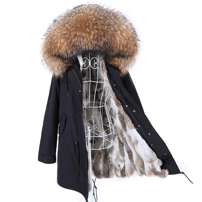 Damen Winter Parka mit Kapuze und Kunstpelz Futter