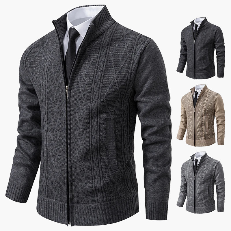 Herren Strickjacke im Business-Stil mit Reißverschluss – Elegante Freizeit- und Büromode