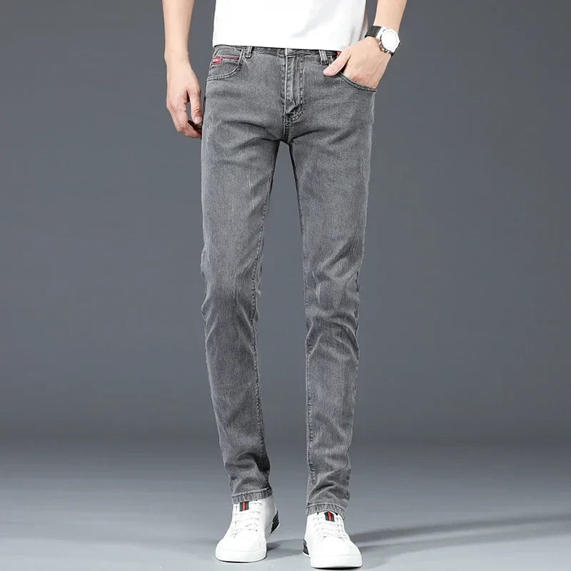 Jeans Herren Slim Fit Hellblau Stretch-Denim