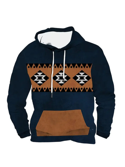 Herren Hoodie mit Hirsch-Motiv und Muster Ärmeln