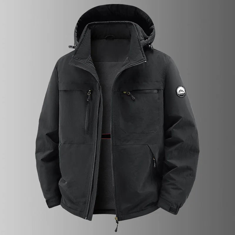 Herren Outdoor Jacke mit Kapuze & Reißverschlusstaschen