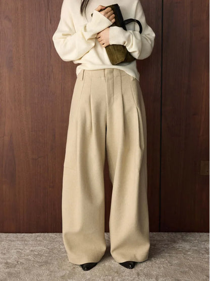 Damen Weite Hose mit Falten High Waist Hosenrock