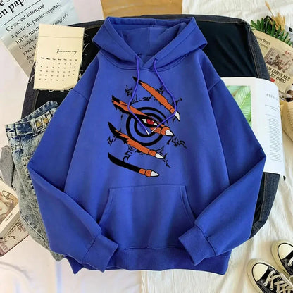 Unisex Kapuzenpullover mit Krallen-Muster und Kängurutasche