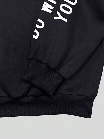 Damen Sweatshirt mit Spruch "DO WHAT MAKES YOU HAPPY!!" Rundhalsausschnitt Langarm