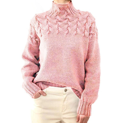 Damen Strickpullover mit Zopfmuster und Rollkragen – Modischer Winterpullover für stilvolle Outfits