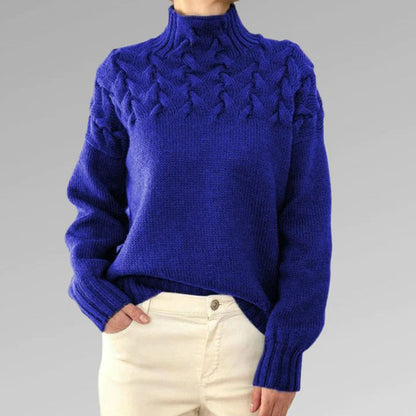 Damen Strickpullover mit Zopfmuster und Rollkragen – Modischer Winterpullover für stilvolle Outfits