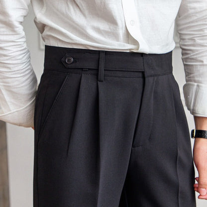 Herren Bundfaltenhose Beige Kurz Geschnitten Casual Business