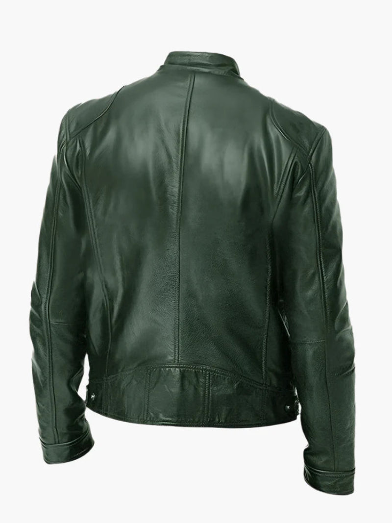Herren Bikerjacke im Moto-Stil – Kurze Jacke mit Stehkragen & Reißverschlusstaschen
