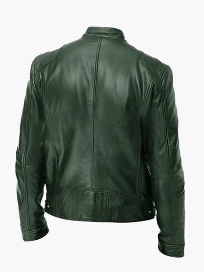 Herren Bikerjacke im Moto-Stil – Kurze Jacke mit Stehkragen & Reißverschlusstaschen