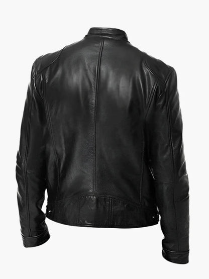 Herren Bikerjacke im Moto-Stil – Kurze Jacke mit Stehkragen & Reißverschlusstaschen
