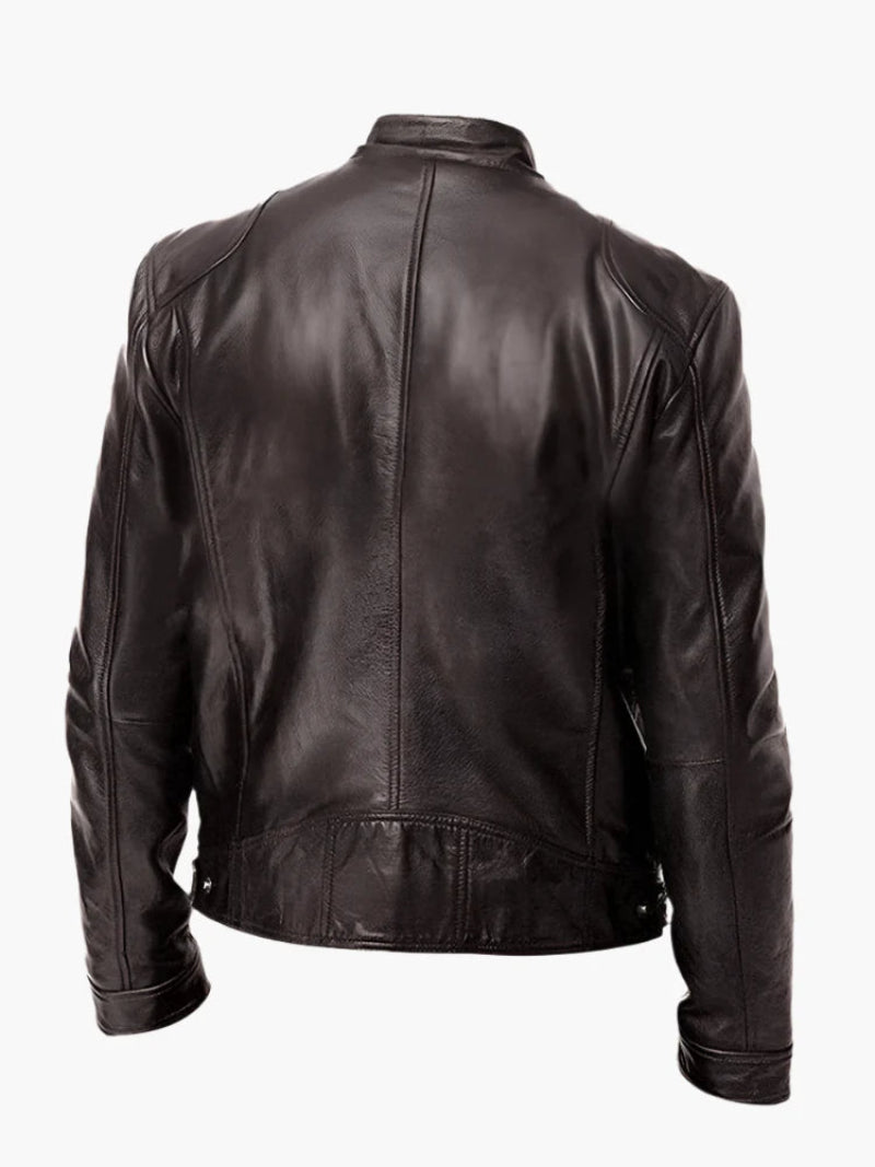 Herren Bikerjacke im Moto-Stil – Kurze Jacke mit Stehkragen & Reißverschlusstaschen