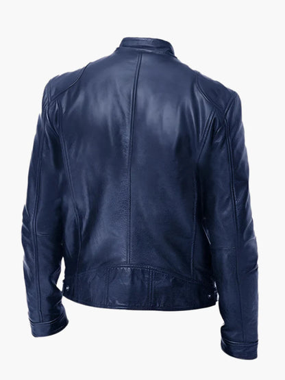 Herren Bikerjacke im Moto-Stil – Kurze Jacke mit Stehkragen & Reißverschlusstaschen