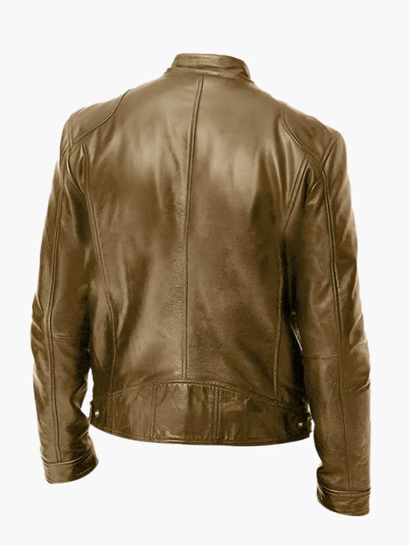 Herren Bikerjacke im Moto-Stil – Kurze Jacke mit Stehkragen & Reißverschlusstaschen