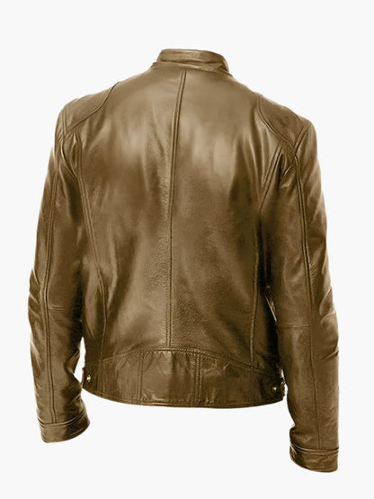 Herren Bikerjacke im Moto-Stil – Kurze Jacke mit Stehkragen & Reißverschlusstaschen