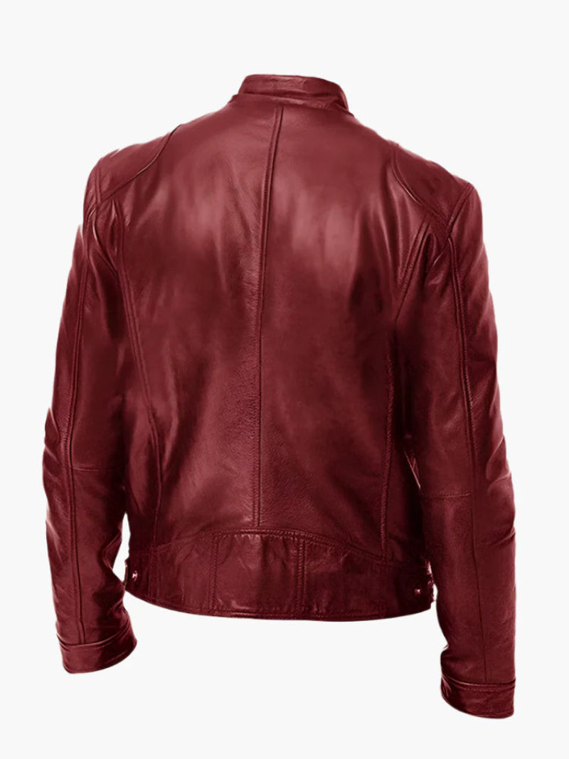 Herren Bikerjacke im Moto-Stil – Kurze Jacke mit Stehkragen & Reißverschlusstaschen