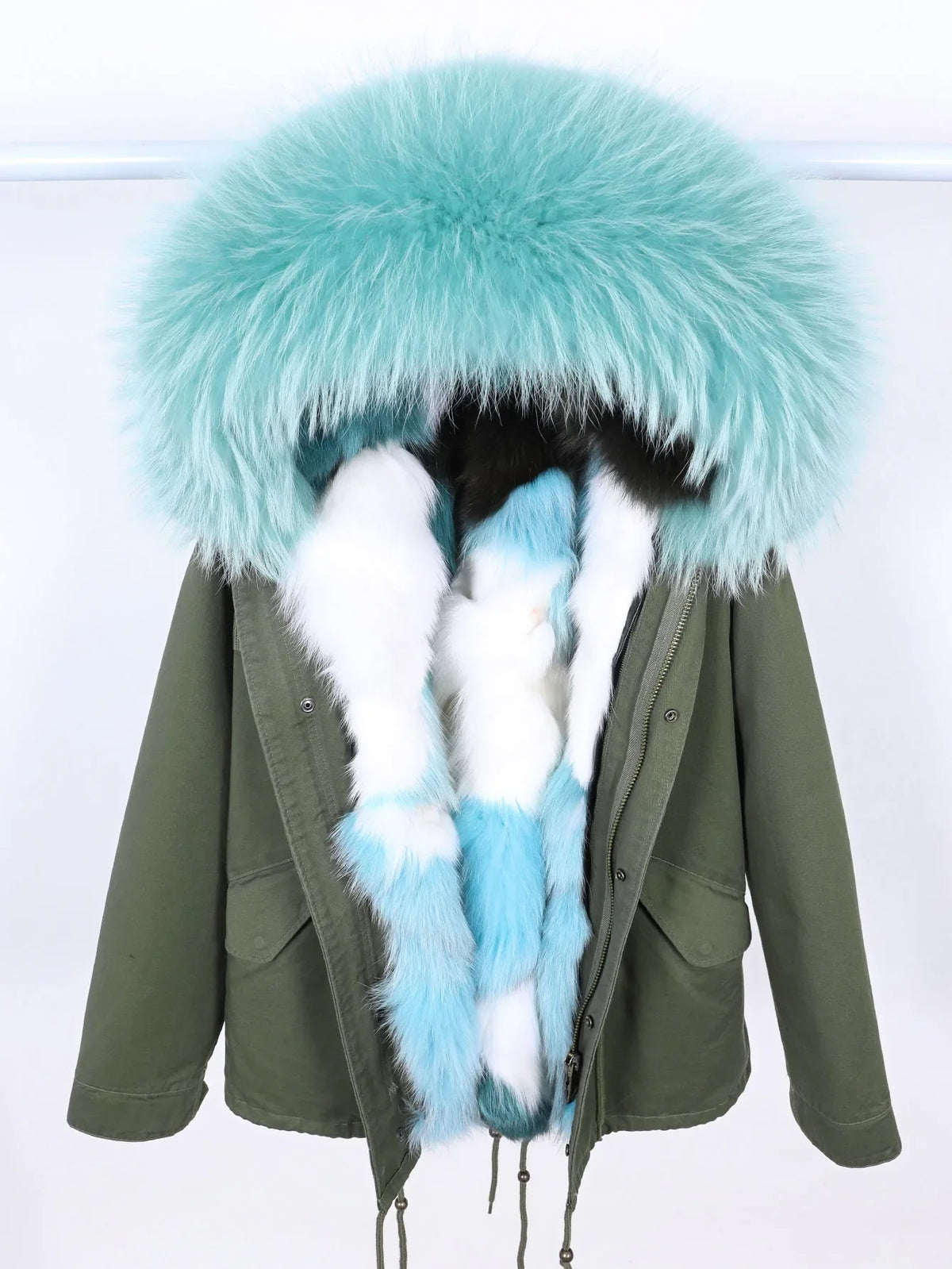 Damen Winter Parka mit Kapuze und Kunstpelz Futter
