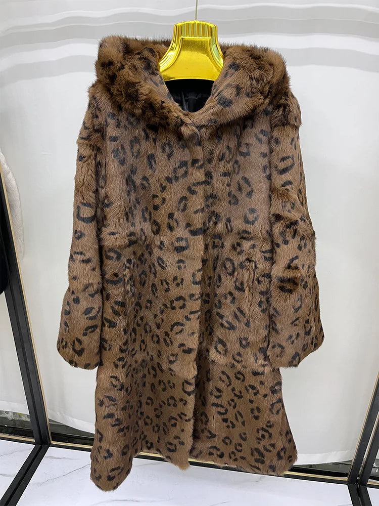 Damen Wintermantel Kapuzenmantel aus flauschigem Material Langarm