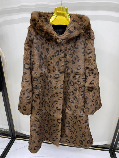 Damen Wintermantel Kapuzenmantel aus flauschigem Material Langarm