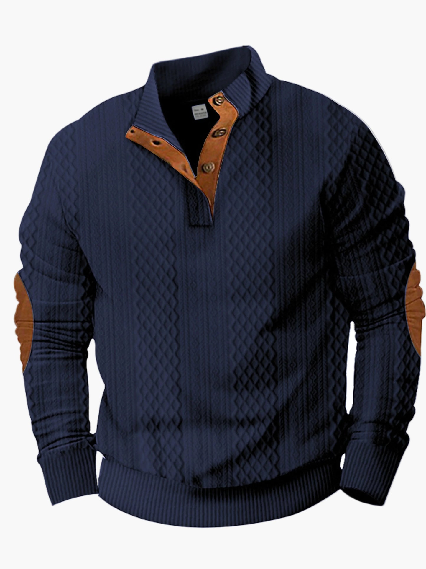 Herren Strickpullover im Vintage-Stil mit Knopfleiste und Ellbogenpatches – Perfekt für Freizeit und Alltag