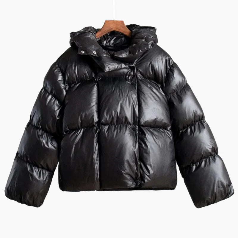 Damen Oversize Steppjacke Winter Warm Gepolstert mit Kapuze – Modischer Casual Look