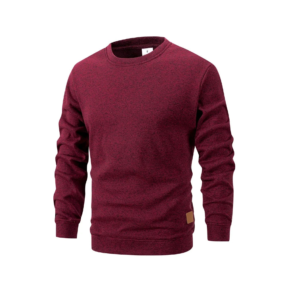 Herren Rundhals Pullover Melange Optik Langarmshirt