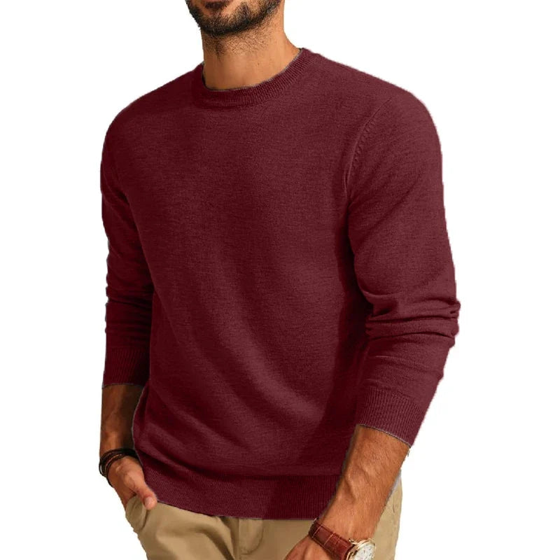 Herren Rundhals Pullover Langarm Basic Strickpullover