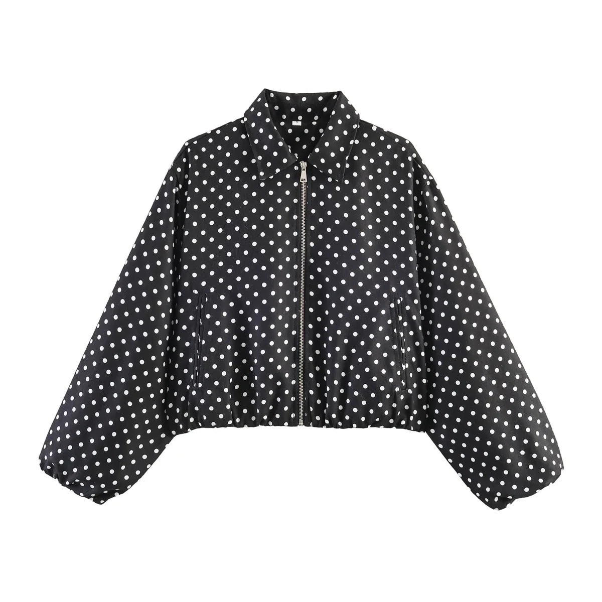 Damen Cropped Jacke Reißverschluss Stehkragen Langarm