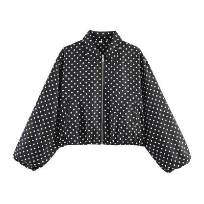 Damen Cropped Jacke Reißverschluss Stehkragen Langarm
