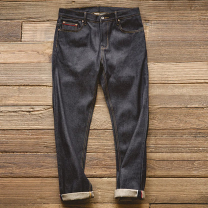 Herren Jeanshose Dunkelblau Regular Fit Hochwasser-Look mit Krempelbund